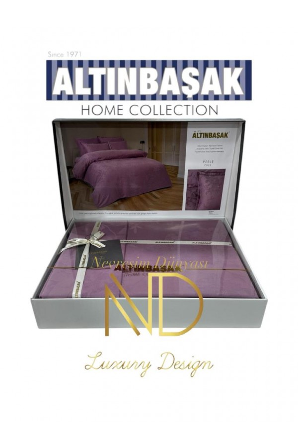 Altınbaşak Jakarlı Saten Çift Kişilik Nevresim Takımı Perle Puce Altınbaşak Jakarlı Saten Çift Kişilik Nevresim Takımı Perle Puce