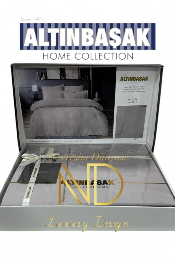 Altınbaşak Jakarlı Saten Çift Kişilik Nevresim Takımı Minna Marble Altınbaşak Jakarlı Saten Çift Kişilik Nevresim Takımı Minna Marble
