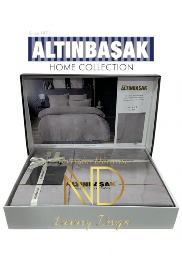 Altınbaşak Jakarlı Saten Çift Kişilik Nevresim Takımı Minna Marble Altınbaşak Jakarlı Saten Çift Kişilik Nevresim Takımı Minna Marble