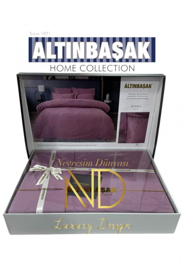 Altınbaşak Jakarlı Saten Çift Kişilik Nevresim Takımı Minna Puce Altınbaşak Jakarlı Saten Çift Kişilik Nevresim Takımı Minna Puce