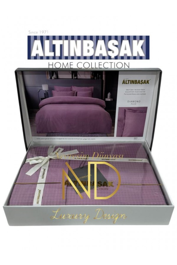 Altınbaşak Jakarlı Saten Çift Kişilik Nevresim Takımı Dıamond Puce Altınbaşak Jakarlı Saten Çift Kişilik Nevresim Takımı Dıamond Puce