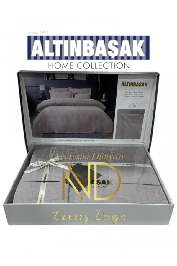Altınbaşak Jakarlı Saten Çift Kişilik Nevresim Takımı Adelya Marble Altınbaşak Jakarlı Saten Çift Kişilik Nevresim Takımı Adelya Marble