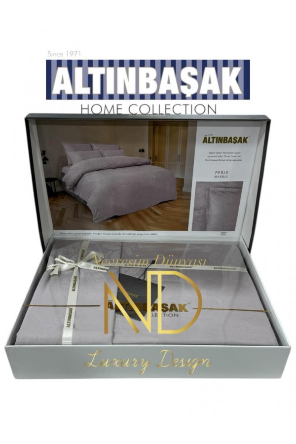 Altınbaşak Jakarlı Saten Çift Kişilik Nevresim Takımı Perle Marble Altınbaşak Jakarlı Saten Çift Kişilik Nevresim Takımı Perle Marble