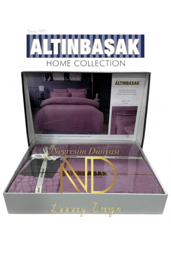 Altınbaşak Jakarlı Saten Çift Kişilik Nevresim Takımı Adelya Puce Altınbaşak Jakarlı Saten Çift Kişilik Nevresim Takımı Adelya Puce