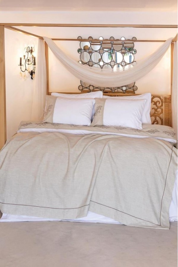 Altınbaşak Astra Ivory Keten Çift Kişilik Nevresim Seti