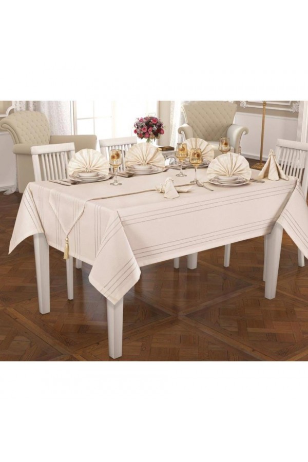 Anna Karina 26 Parça Masa Örtüsü Seti Bahar Krem Anna Karina 26 Parça Masa Örtüsü Seti Bahar Krem