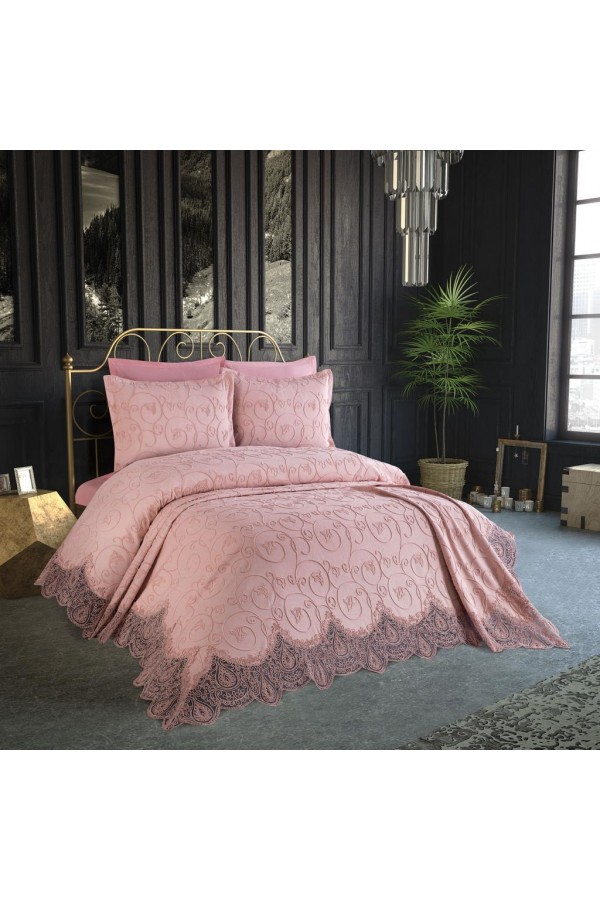 Anna Karina 3 Parça Çift Kişilik Yatak Örtüsü İsabella Pudra Anna Karina 3 Parça Çift Kişilik Yatak Örtüsü İsabella Pudra