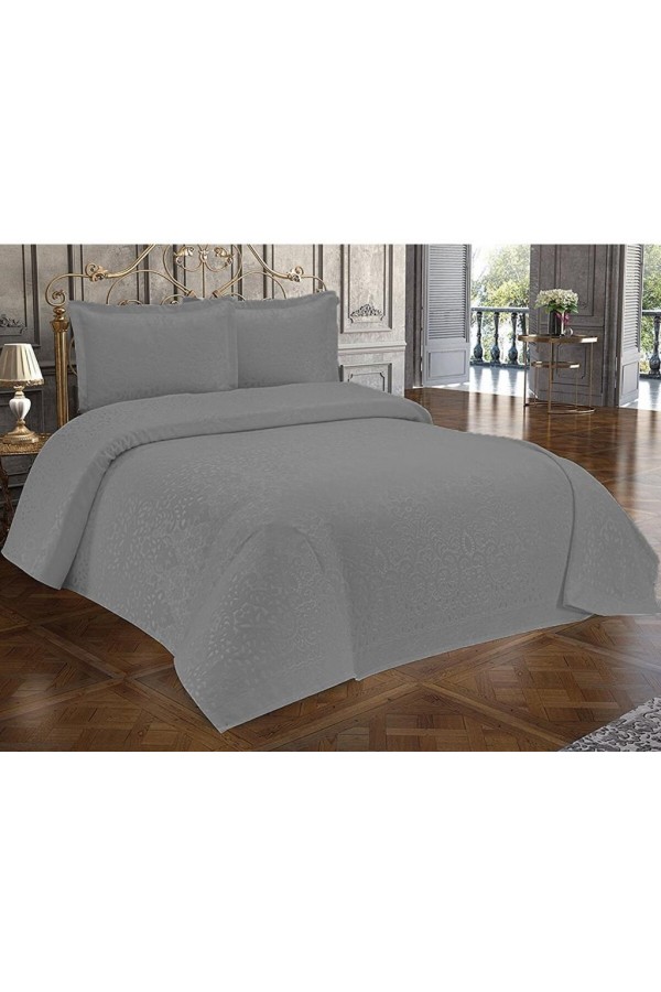 Anna Karina 3 Parça Çift Kişilik Yatak Örtüsü Royal Gri Anna Karina 3 Parça Çift Kişilik Yatak Örtüsü Royal Gri