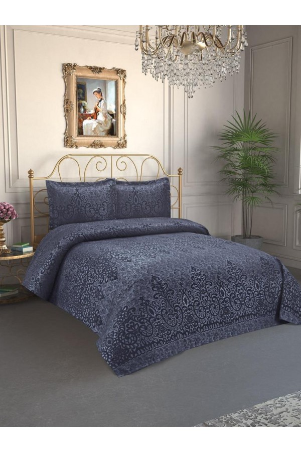 Anna Karina 3 Parça Çift Kişilik Yatak Örtüsü Royal İndigo Anna Karina 3 Parça Çift Kişilik Yatak Örtüsü Royal İndigo