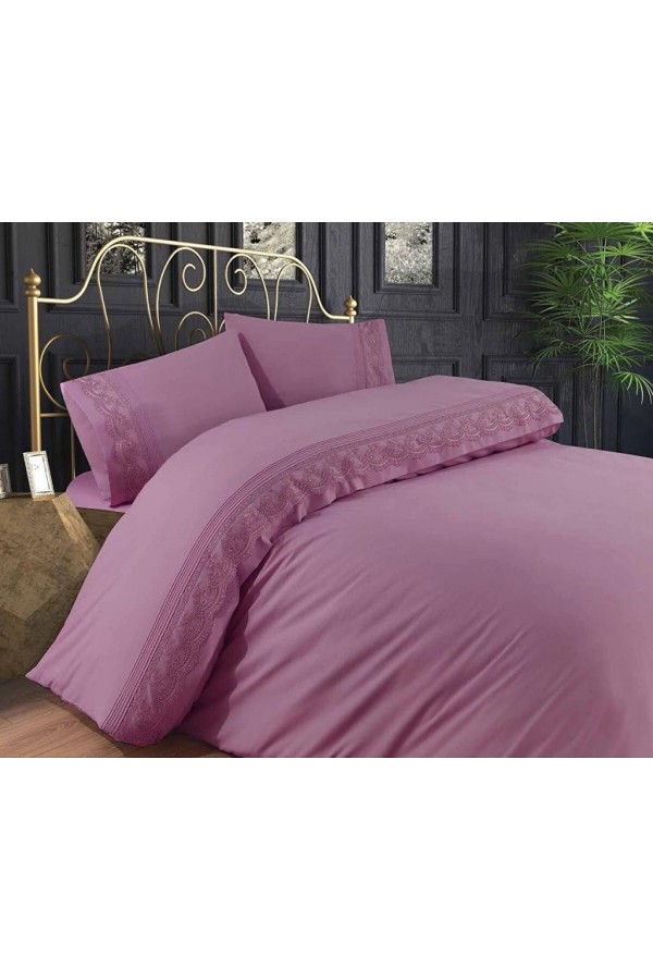 Anna Karina Brode Ranforce Çift Kişilik Nevresim Takımı Lotus Mürdüm Anna Karina Brode Ranforce Çift Kişilik Nevresim Takımı Lotus Mürdüm