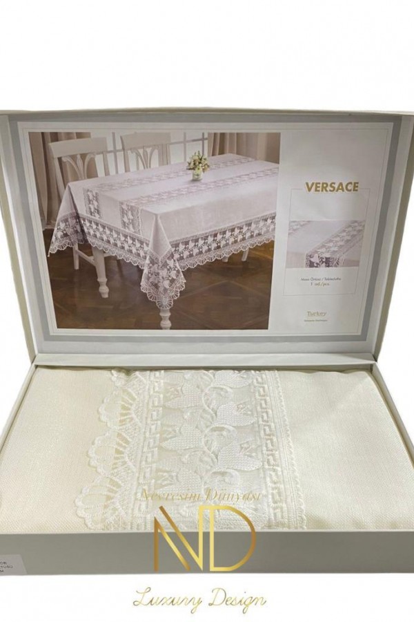 Anna Karina Masa Örtüsü Versace Krem Anna Karina Masa Örtüsü Versace Krem