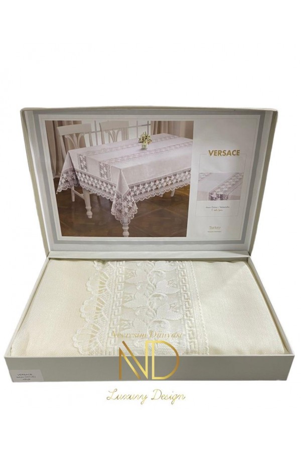 Anna Karina Masa Örtüsü Versace Krem Anna Karina Masa Örtüsü Versace Krem