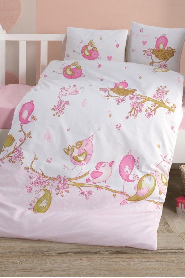 Clasy Bebek Nevresim Takımı Singer Birds v1 Pembe Clasy Bebek Nevresim Takımı Singer Birds v1 Pembe
