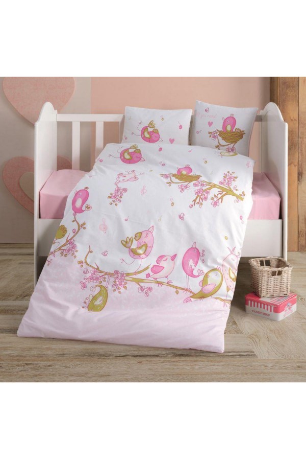 Clasy Bebek Nevresim Takımı Singer Birds v1 Pembe Clasy Bebek Nevresim Takımı Singer Birds v1 Pembe