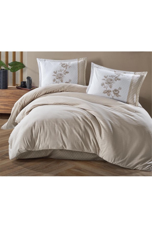 Clasy Butik Serisi Çizgili Ranforce Çift Kişilik Nevresim Takımı Suave v4 Bej Clasy Butik Serisi Çizgili Ranforce Çift Kişilik Nevresim Takımı Suave v4 Bej