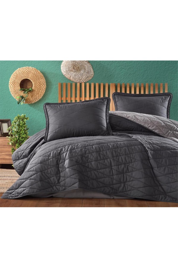 Clasy Çift Kişilik Yatak Örtüsü Lorna v6 Antrasit