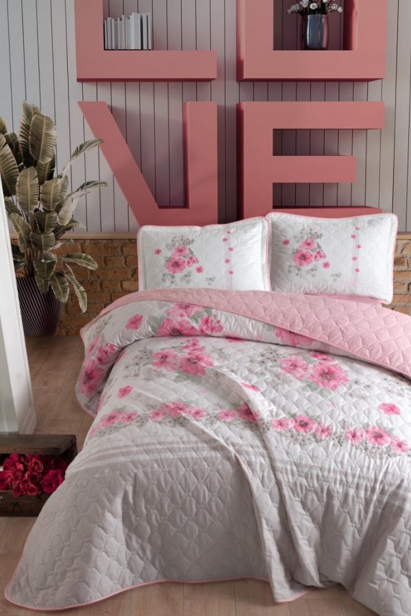 Clasy Çift Kişilik Yatak Örtüsü Lovers V1 Pembe Clasy Çift Kişilik Yatak Örtüsü Lovers V1 Pembe