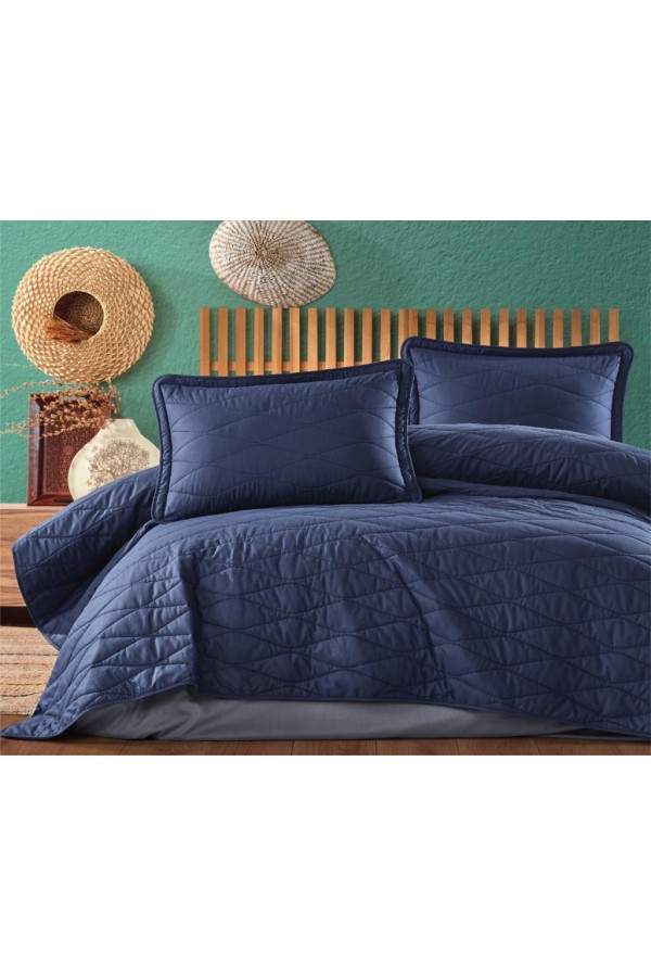 Clasy Çift Kişilik Yatak Örtüsü Lorna v2 Lacivert