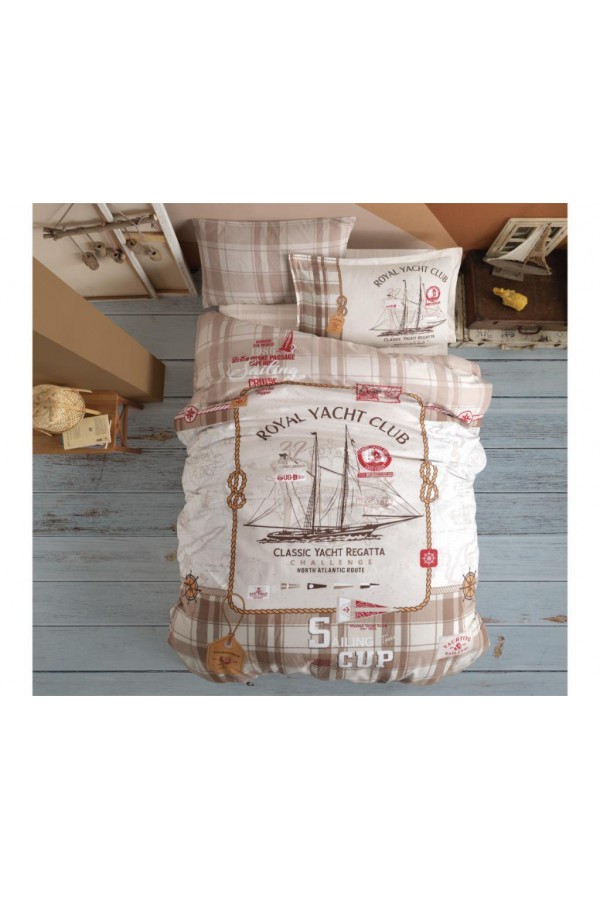 Clasy Genç Ranforce Tek Kişilik Nevresim Takımı Rapala v1 Bej