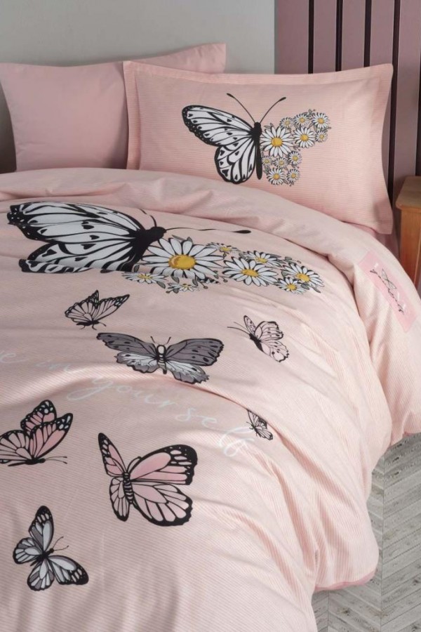 Clasy Genç Ranforce Tek Kişilik Nevresim Takımı Daisy Love v2 Somon