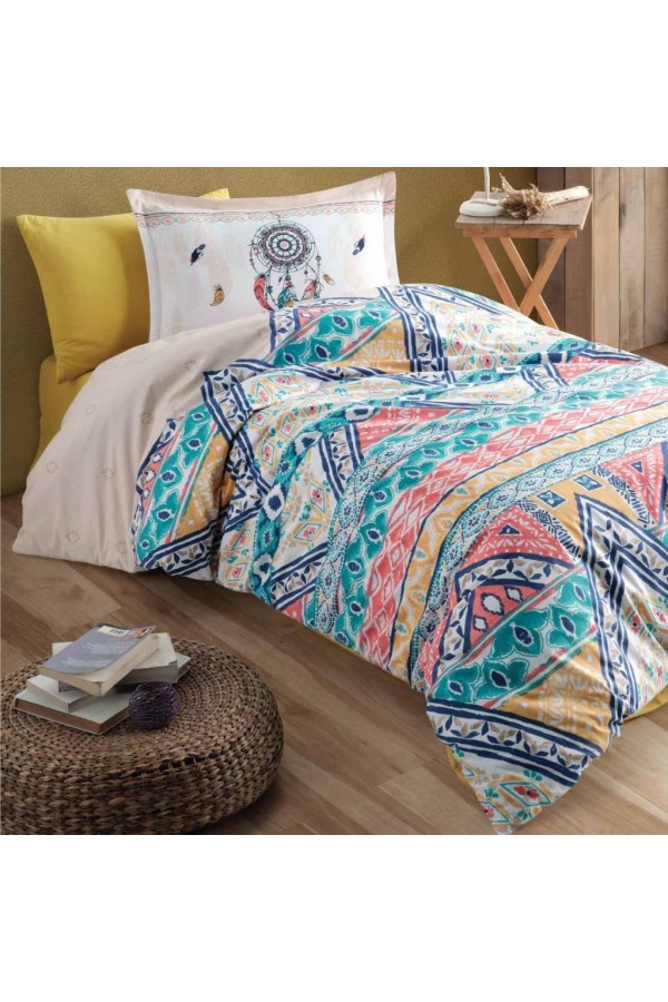 Clasy Genç Ranforce Tek Kişilik Nevresim Takımı Boho v1 Bej