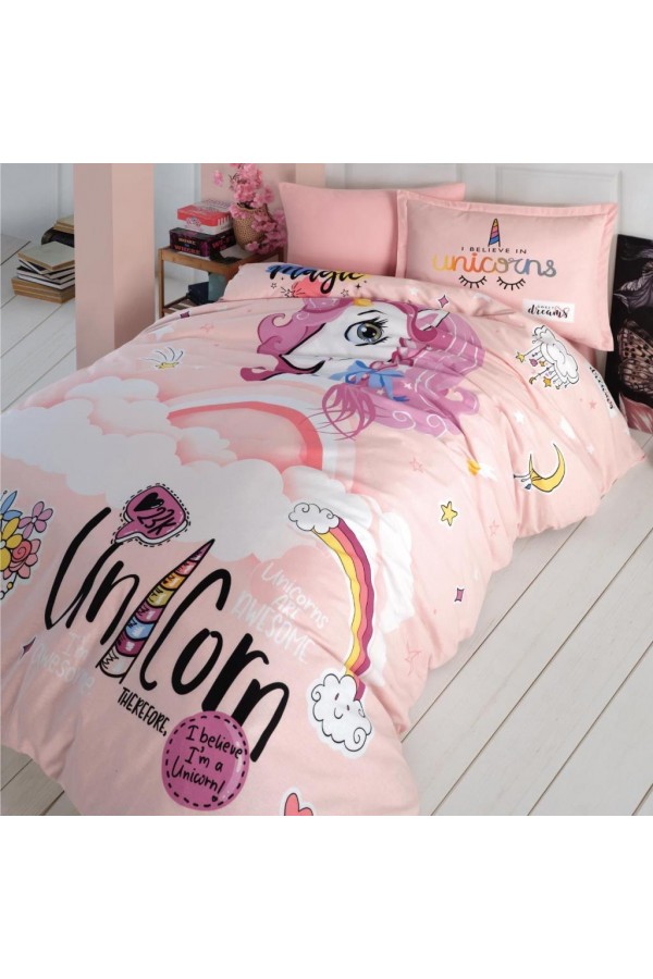 Clasy Genç Ranforce Tek Kişilik Nevresim Takımı Pink Dreams Pudra