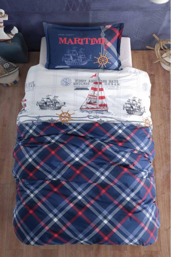 Clasy Genç Ranforce Tek Kişilik Nevresim Takımı Maritime Lacivert