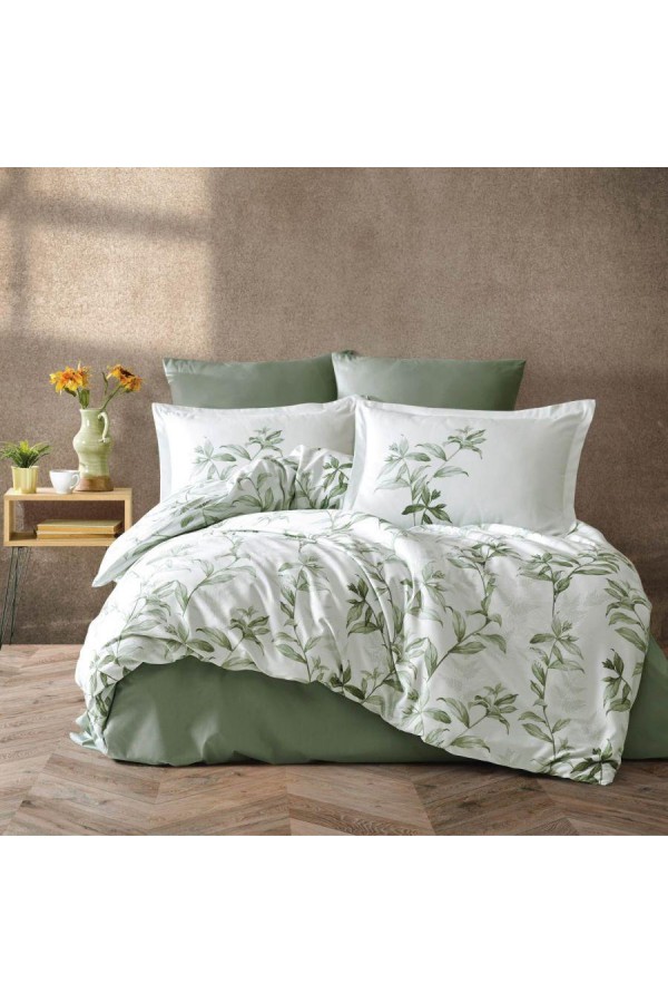 Clasy Pamuk Saten Çift Kişilik Nevresim Takımı Mass v2 Yeşil