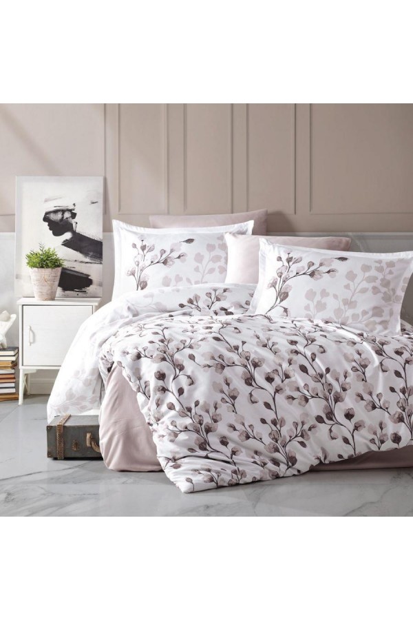 Clasy Pamuk Saten Çift Kişilik Nevresim Takımı Puha v2 Vizon