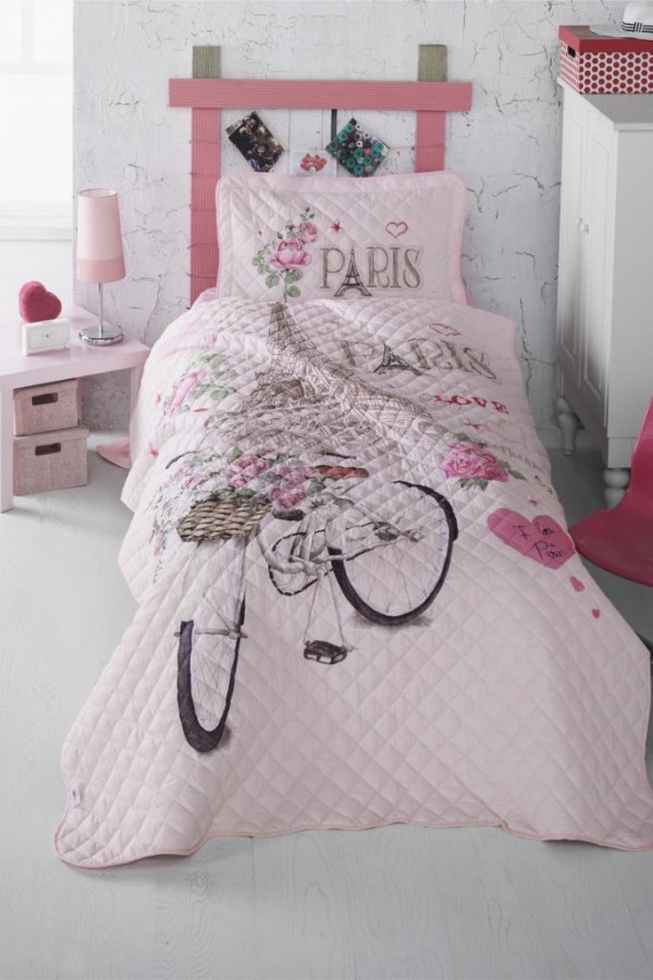 Clasy Paris Love Tek Kişilik Yatak Örtüsü Clasy Paris Love Tek Kişilik Yatak Örtüsü