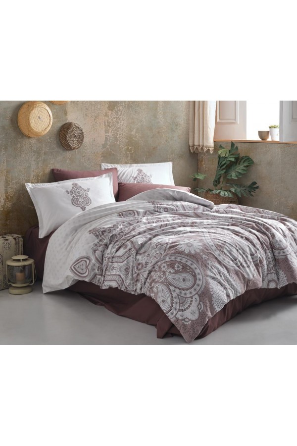 Clasy Ranforce Nevresim Takımı Çift Kişilik Azka v2 Kahve