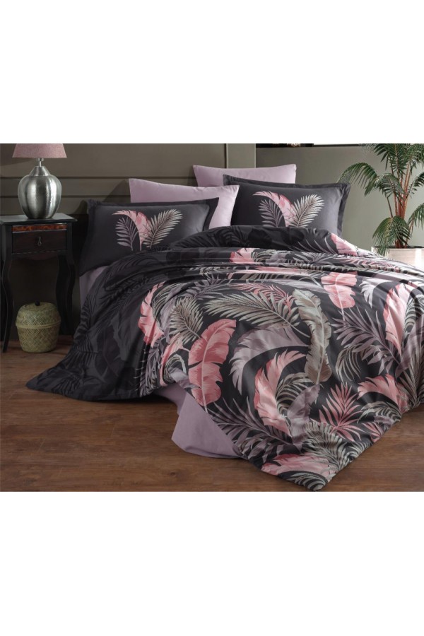 Clasy Ranforce Nevresim Takımı Çift Kişilik Hena v1 Antrasit