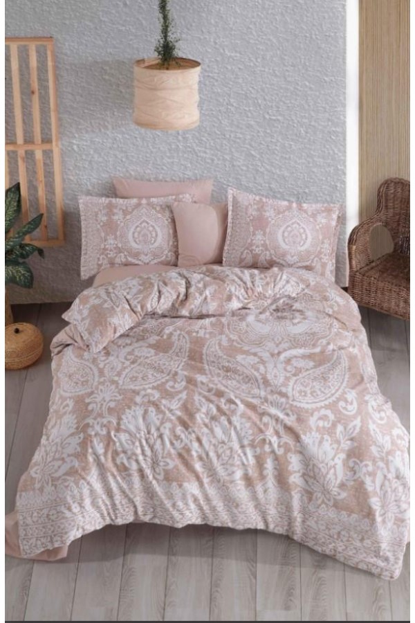 Clasy Ranforce Nevresim Takımı Çift Kişilik Ventana V1 Bej