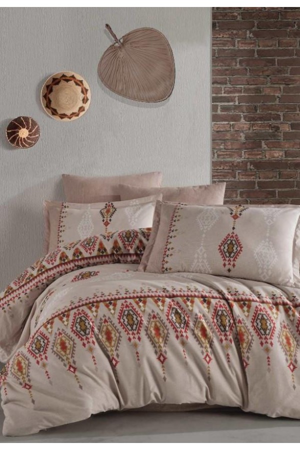 Clasy Ranforce Nevresim Takımı Çift Kişilik Ethnica V1 Bej