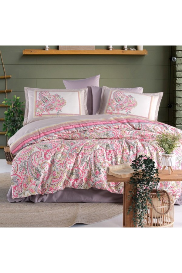 Clasy Ranforce Nevresim Takımı Çift Kişilik Luga V1 Pembe