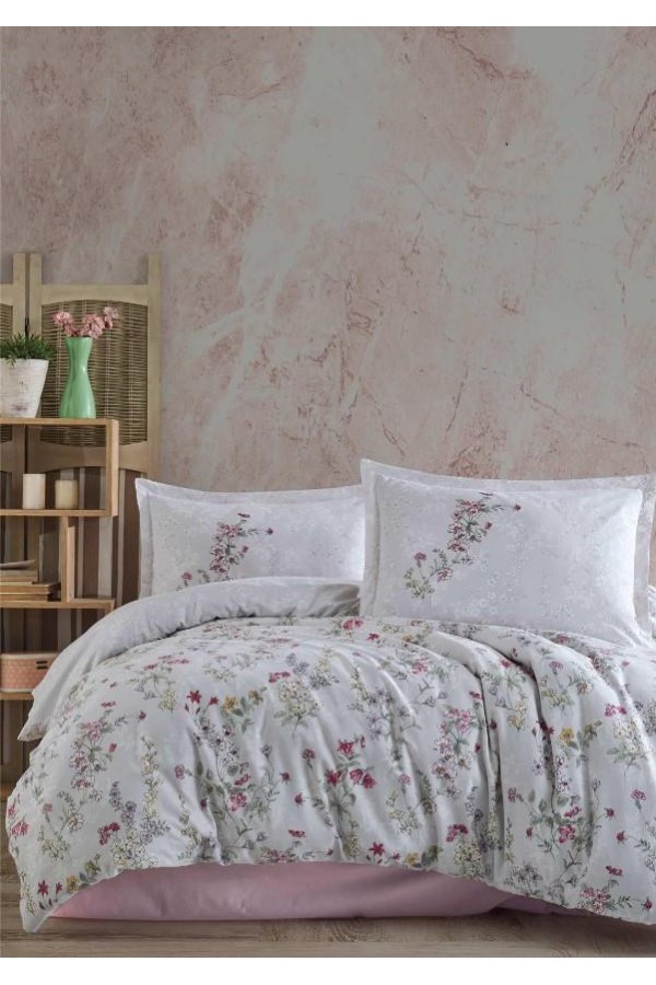 Clasy Ranforce Nevresim Takımı Çift Kişilik Novara V1 Pembe