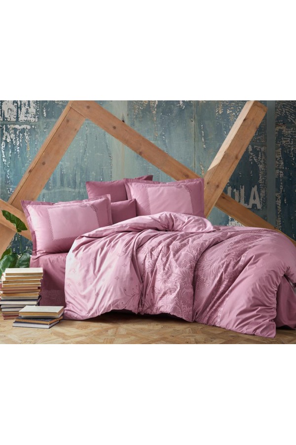 Clasy Ranforce Nevresim Takımı Çift Kişilik Risa v2 Gül Kurusu