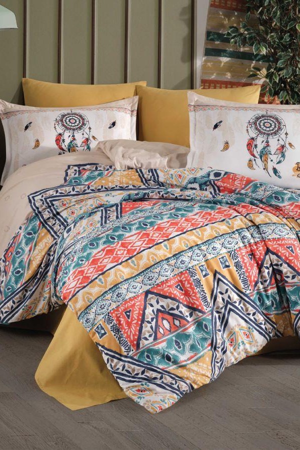 Clasy Ranforce Nevresim Takımı Çift Kişilik Boho v1 Bej Clasy Ranforce Nevresim Takımı Çift Kişilik Boho v1 Bej