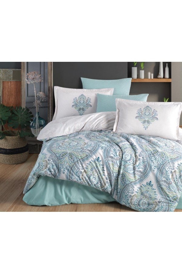 Clasy Ranforce Nevresim Takımı Çift Kişilik Ruma v1 Mint