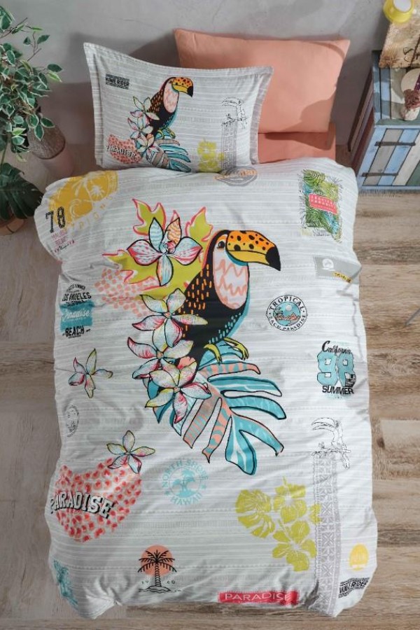 Clasy Ranforce Nevresim Takımı Tek Kişilik Paradise V1 Somon