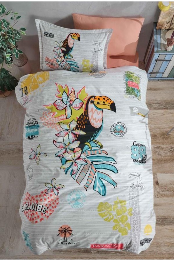 Clasy Ranforce Nevresim Takımı Tek Kişilik Paradise V1 Somon