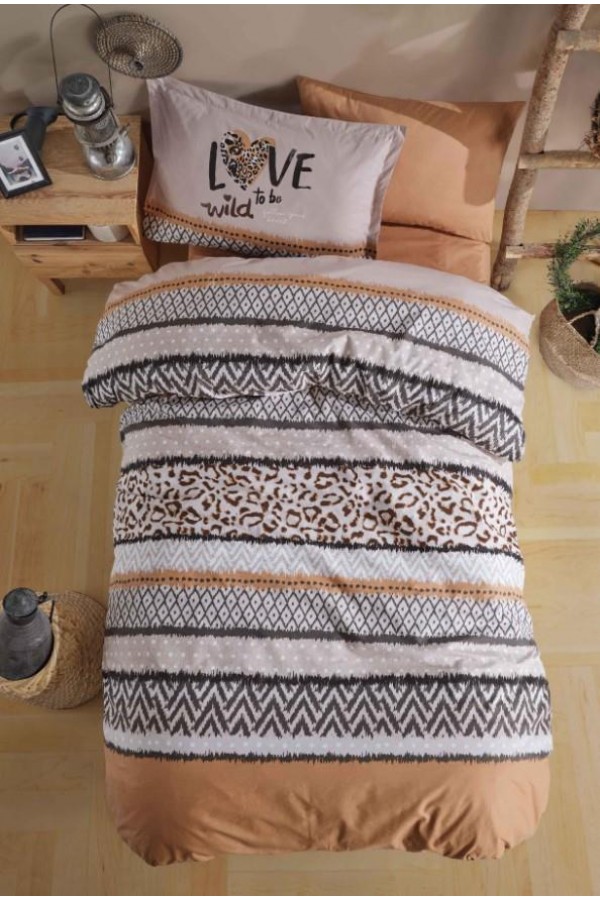 Clasy Ranforce Nevresim Takımı Tek Kişilik Afro V1 Somon