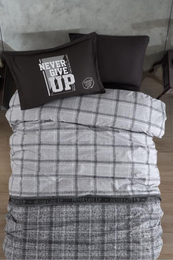Clasy Ranforce Nevresim Takımı Tek Kişilik Give Up Antrasit Clasy Ranforce Nevresim Takımı Tek Kişilik Give Up Antrasit