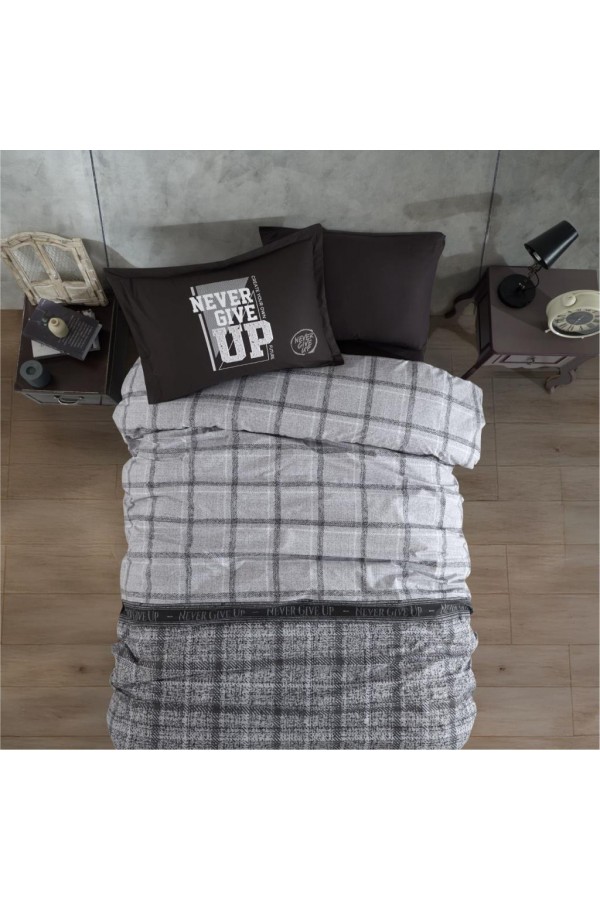 Clasy Ranforce Nevresim Takımı Tek Kişilik Give Up Antrasit