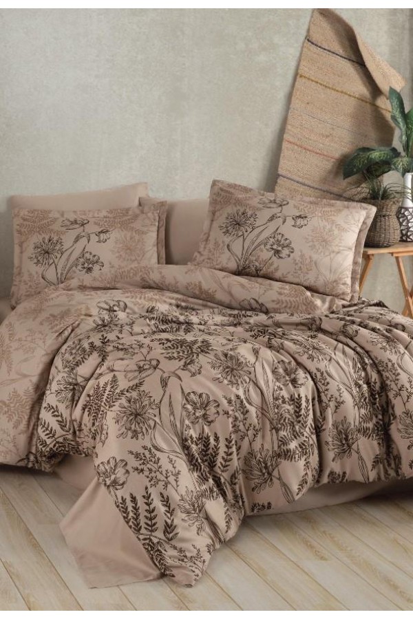 Clasy Saten Çift Kişilik Nevresim Takımı Le Pala V1 Kahve Clasy Saten Çift Kişilik Nevresim Takımı Le Pala V1 Kahve