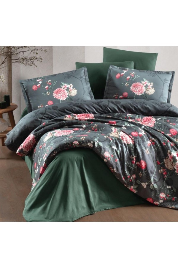 Clasy Saten Çift Kişilik Nevresim Takımı Alfon V1 Kahve