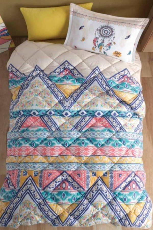 Clasy Tek Kişilik Ranforce Genç Desen Uyku Seti Boho V1 Bej
