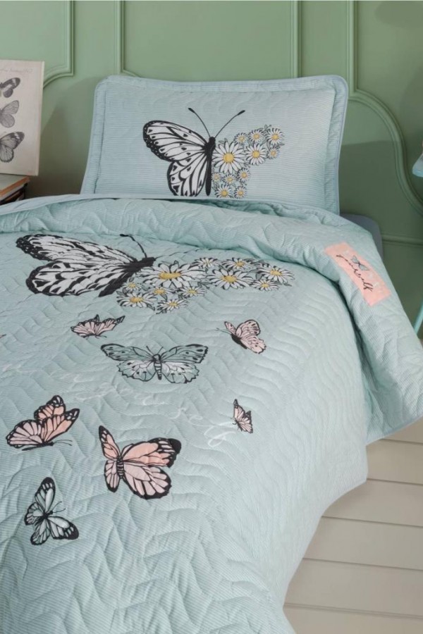 Clasy Tek Kişilik Yatak Örtüsü Daisy Love v1 Mint