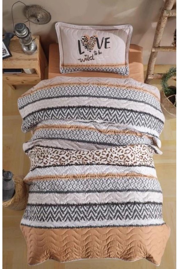 Clasy Tek Kişilik Yatak Örtüsü Afro v1 Somon Clasy Tek Kişilik Yatak Örtüsü Afro v1 Somon