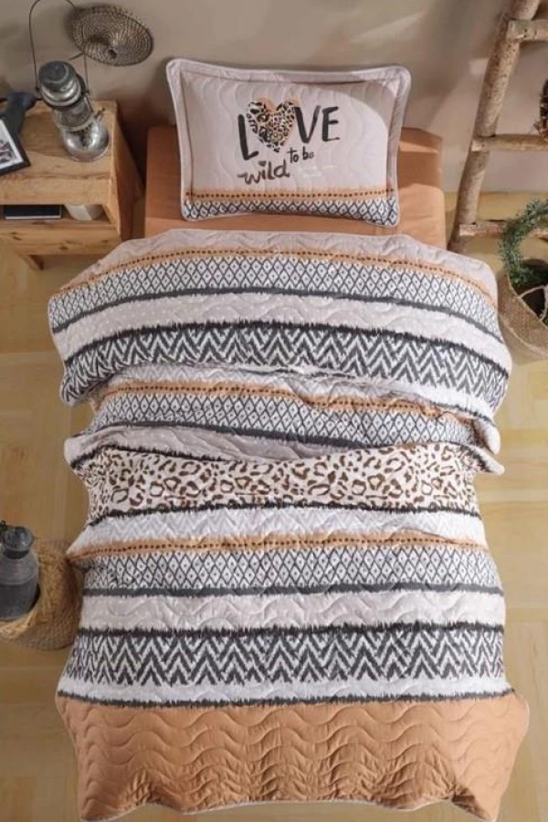 Clasy Tek Kişilik Yatak Örtüsü Afro v1 Somon Clasy Tek Kişilik Yatak Örtüsü Afro v1 Somon